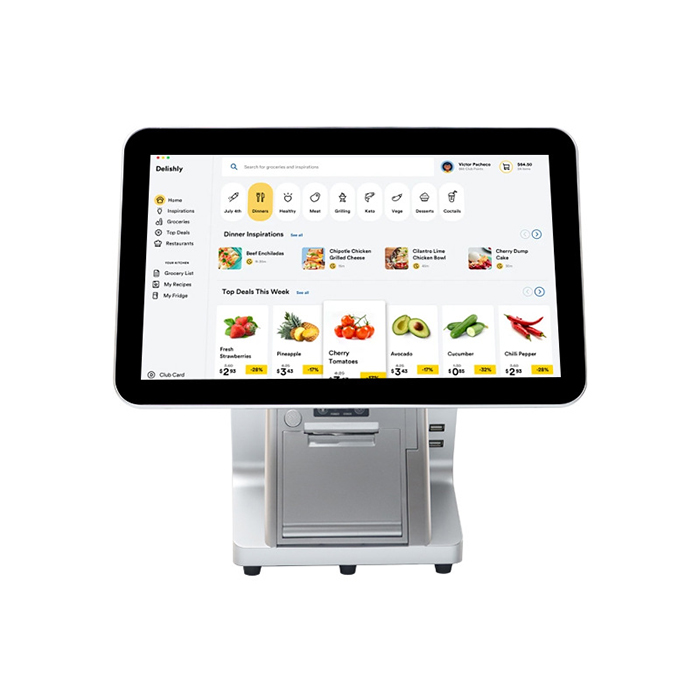 15.6 Inch Windows All In One Touch Dual Screen POS System points of sale cash register machine With Thermal Printer